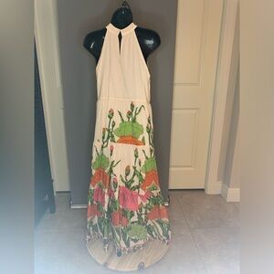 Pretty Peach Floral Halter Maxi Dress